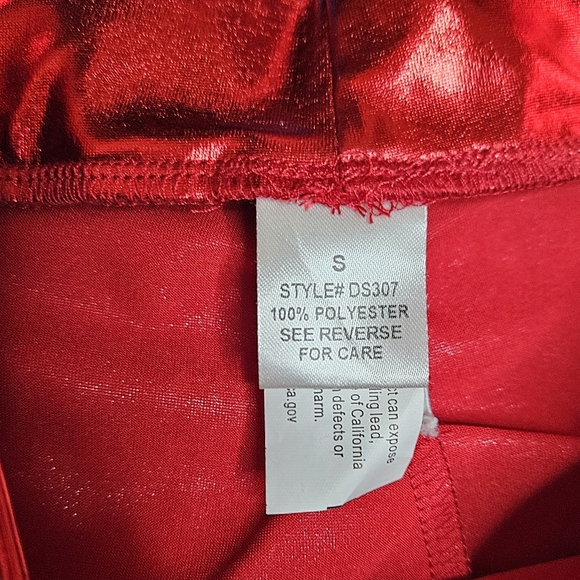 iHeartRaves Metallic Booty Shorts -  Red S - Picture 3 of 5